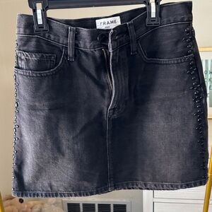 Frame Denim Studded Black Mini Skirt